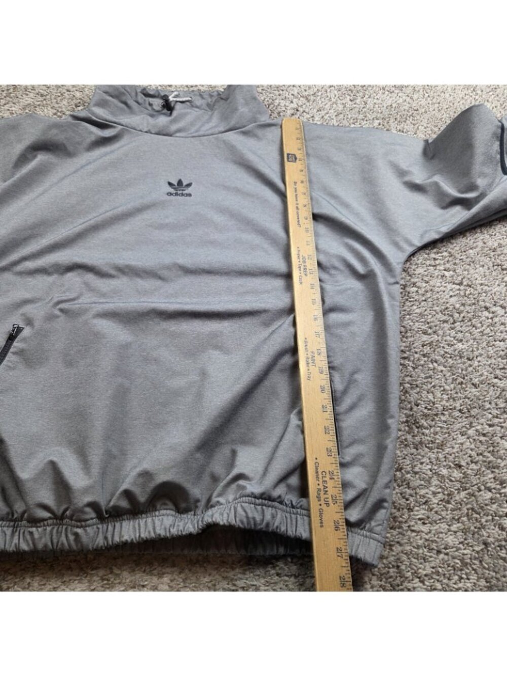 Adidas Jacket Mens Large Gray Taped Mock Neck Pullover - Picture 5 of 7